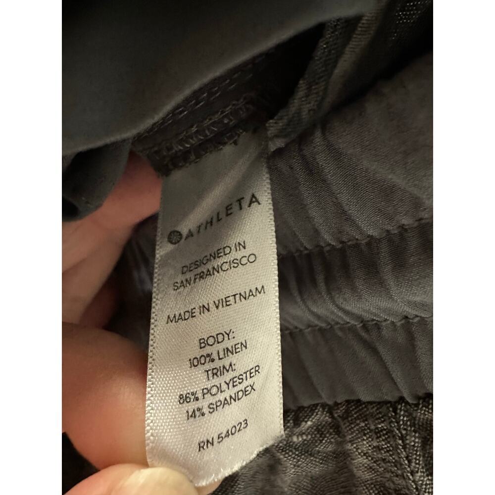 Athleta Linen Pants Drawstring Waist Gray Women 10 Lounge Athleisure Light Comfy - Picture 4 of 11